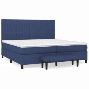 Κρεβάτι Boxspring με Στρώμα Μπλε 200x200 εκ. Υφασμάτινο