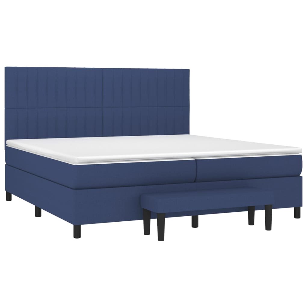 Κρεβάτι Boxspring με Στρώμα Μπλε 200x200 εκ. Υφασμάτινο