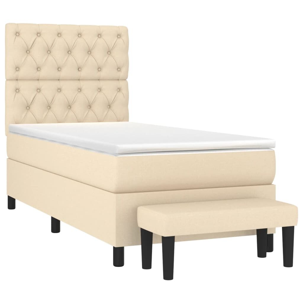 Κρεβάτι Boxspring με Στρώμα Κρεμ 80 x 200 εκ. Υφασμάτινο