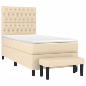 Κρεβάτι Boxspring με Στρώμα Κρεμ 90x200 εκ.Υφασμάτινο