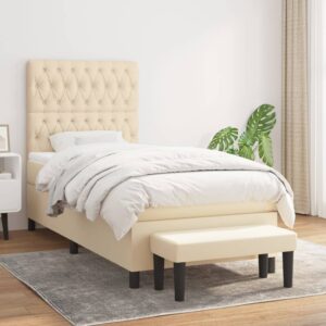 Κρεβάτι Boxspring με Στρώμα Κρεμ 90x200 εκ.Υφασμάτινο