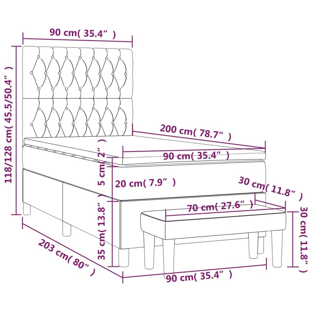 Κρεβάτι Boxspring με Στρώμα Κρεμ 90x200 εκ.Υφασμάτινο