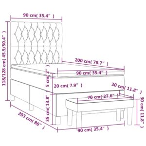 Κρεβάτι Boxspring με Στρώμα Κρεμ 90x200 εκ.Υφασμάτινο