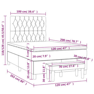 Κρεβάτι Boxspring με Στρώμα Κρεμ 120x200 εκ. Υφασμάτινο