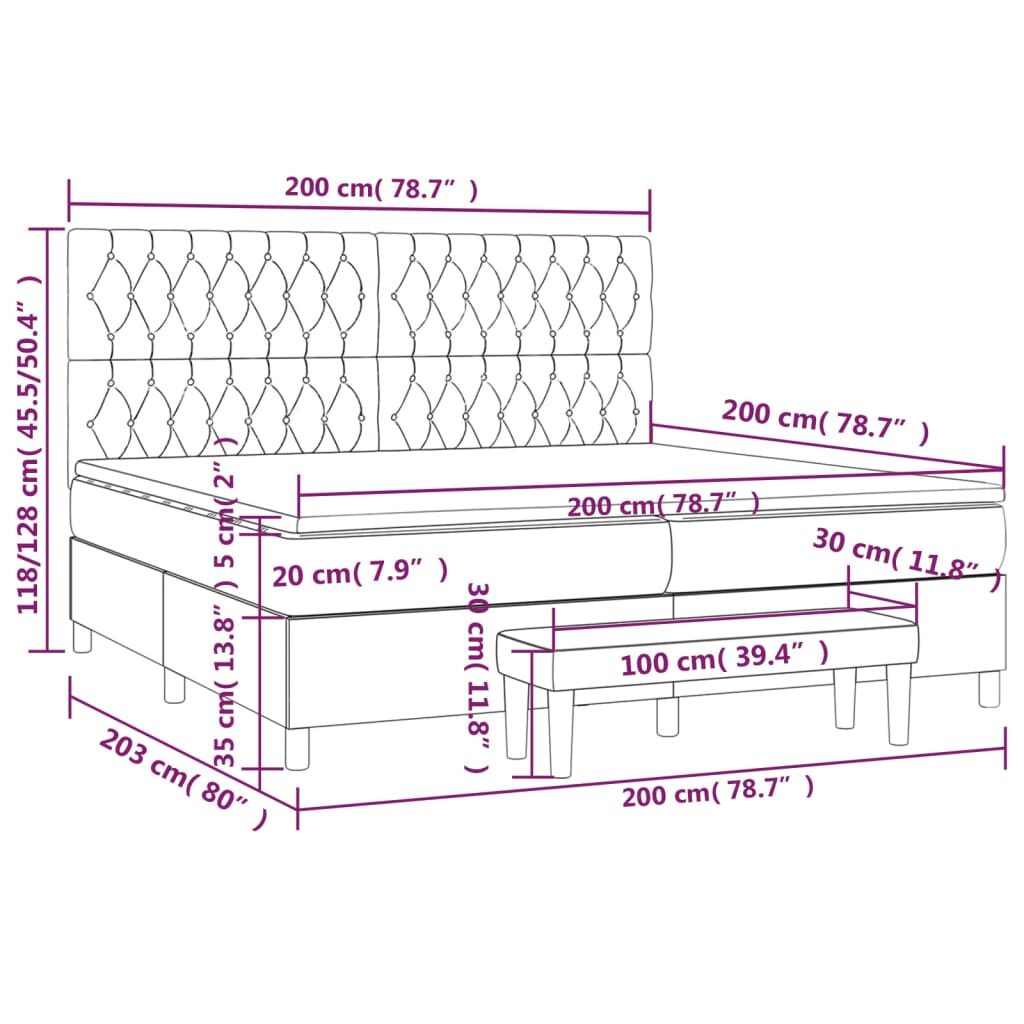 Κρεβάτι Boxspring με Στρώμα Σκούρο Καφέ 200x200 εκ. Υφασμάτινο