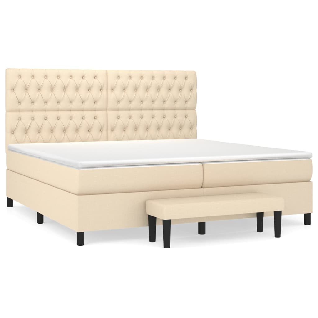 Κρεβάτι Boxspring με Στρώμα Κρεμ 200x200 εκ. Υφασμάτινο