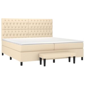 Κρεβάτι Boxspring με Στρώμα Κρεμ 200x200 εκ. Υφασμάτινο