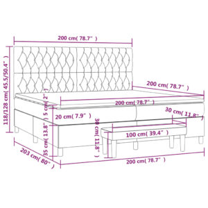 Κρεβάτι Boxspring με Στρώμα Αν. Πράσινο 200x200 εκ. Υφασμάτινο