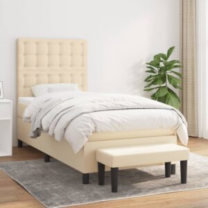 Κρεβάτι Boxspring με Στρώμα Κρεμ 80 x 200 εκ. Υφασμάτινο