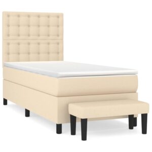 Κρεβάτι Boxspring με Στρώμα Κρεμ 90x200 εκ.Υφασμάτινο