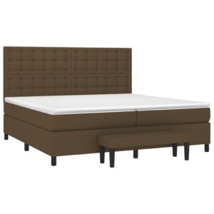 Κρεβάτι Boxspring με Στρώμα Σκούρο Καφέ 200x200 εκ. Υφασμάτινο