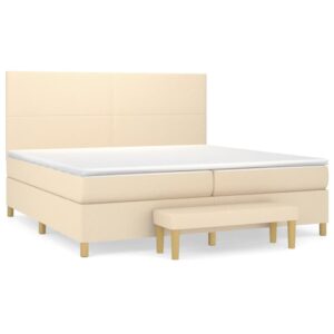 Κρεβάτι Boxspring με Στρώμα Κρεμ 200x200 εκ. Υφασμάτινο