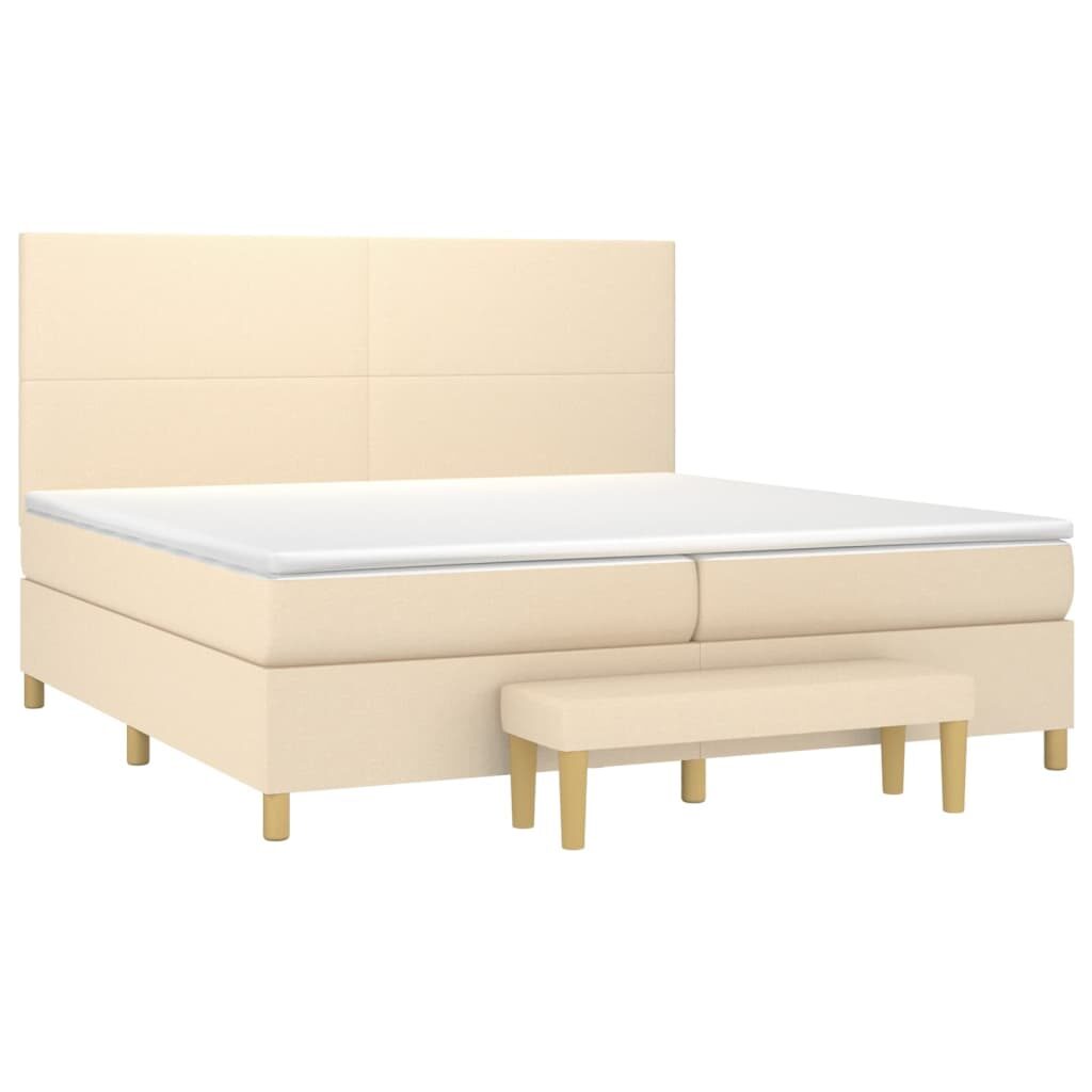 Κρεβάτι Boxspring με Στρώμα Κρεμ 200x200 εκ. Υφασμάτινο