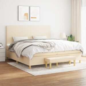 Κρεβάτι Boxspring με Στρώμα Κρεμ 200x200 εκ. Υφασμάτινο