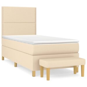 Κρεβάτι Boxspring με Στρώμα Κρεμ 90x200 εκ.Υφασμάτινο