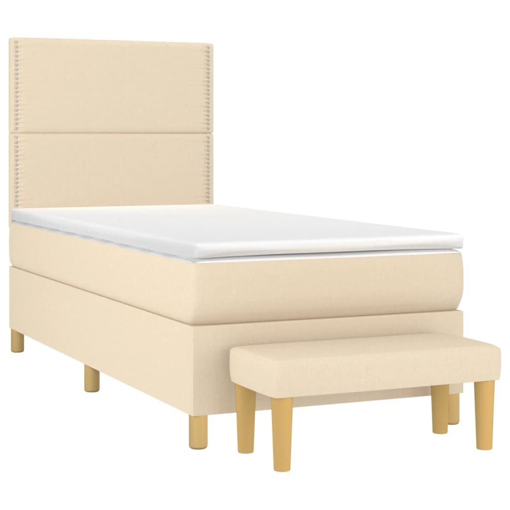 Κρεβάτι Boxspring με Στρώμα Κρεμ 90x200 εκ.Υφασμάτινο