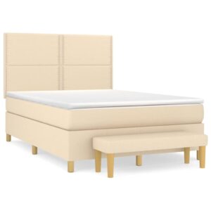 Κρεβάτι Boxspring με Στρώμα Κρεμ 140x200 εκ. Υφασμάτινο