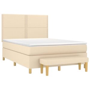 Κρεβάτι Boxspring με Στρώμα Κρεμ 140x200 εκ. Υφασμάτινο