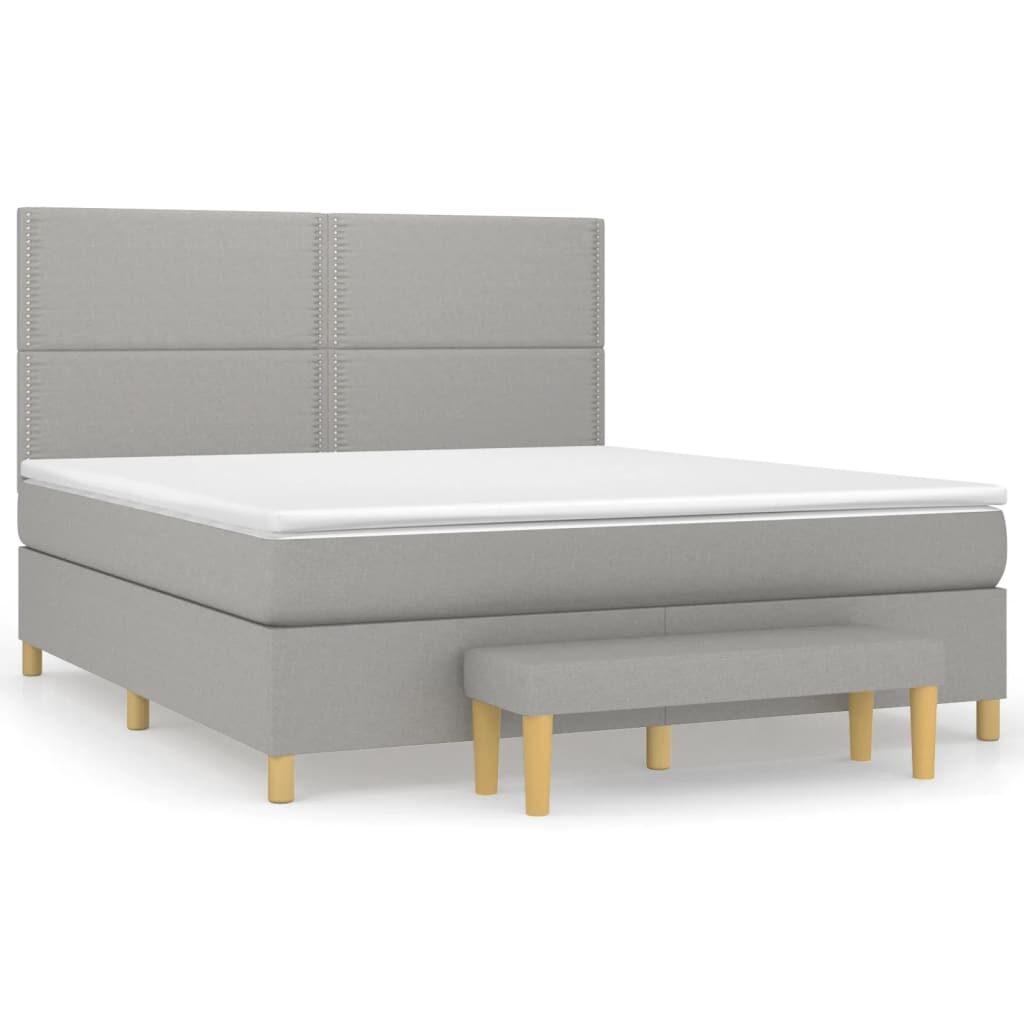 Κρεβάτι Boxspring με Στρώμα Ανοιχτό Γκρι 180x200 εκ. Υφασμάτινο