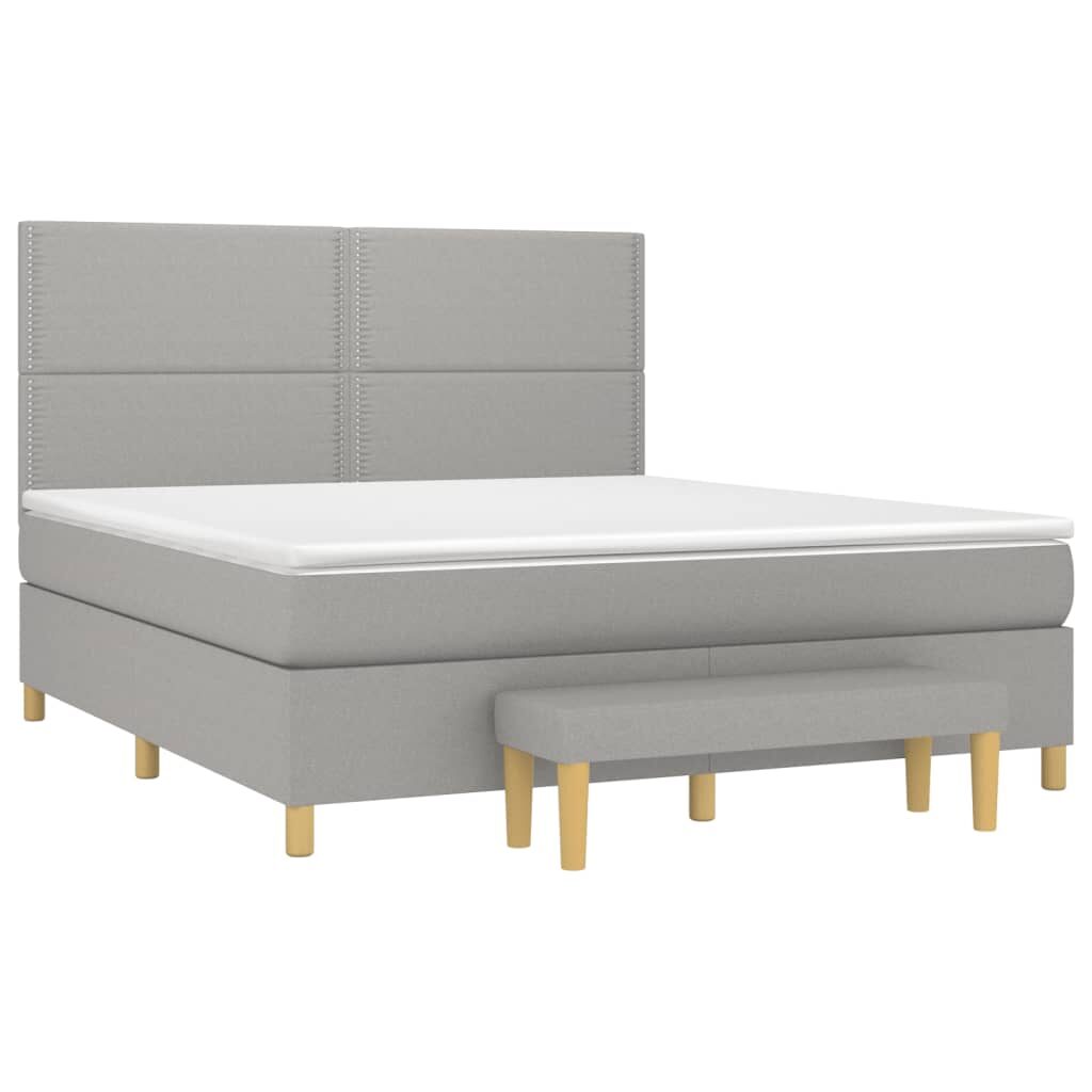 Κρεβάτι Boxspring με Στρώμα Ανοιχτό Γκρι 180x200 εκ. Υφασμάτινο