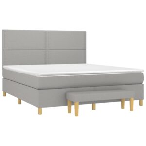 Κρεβάτι Boxspring με Στρώμα Ανοιχτό Γκρι 180x200 εκ. Υφασμάτινο