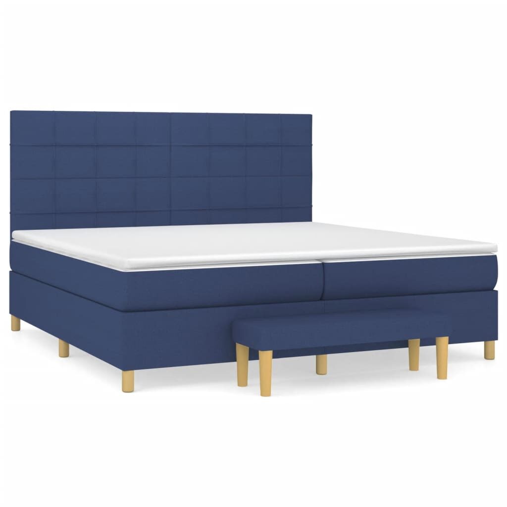 Κρεβάτι Boxspring με Στρώμα Μπλε 200x200 εκ. Υφασμάτινο