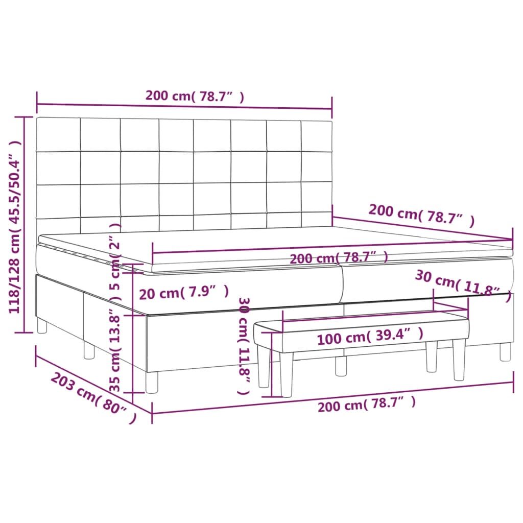 Κρεβάτι Boxspring με Στρώμα Μπλε 200x200 εκ. Υφασμάτινο