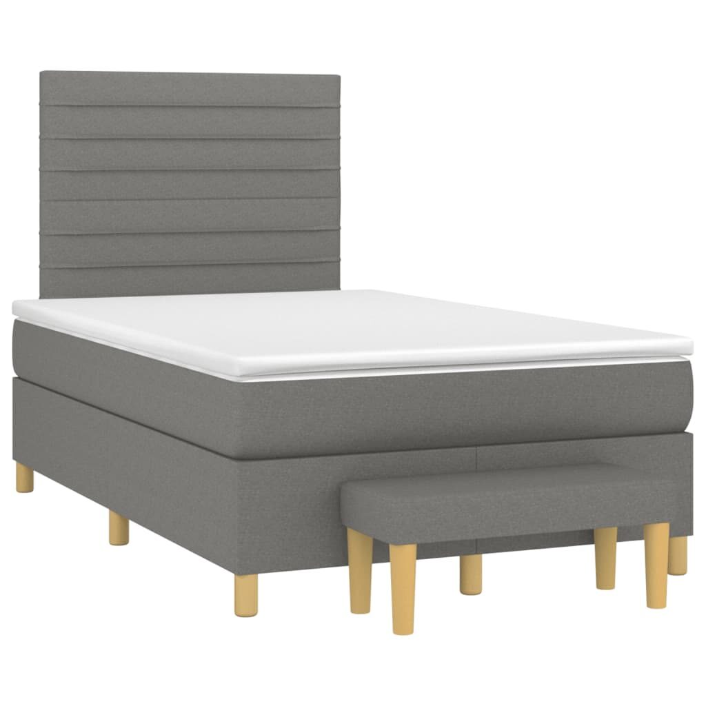 Κρεβάτι Boxspring με Στρώμα Σκούρο Γκρι 120x200 εκ. Υφασμάτινο