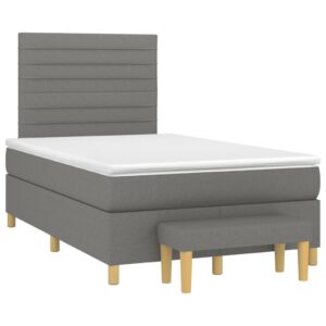 Κρεβάτι Boxspring με Στρώμα Σκούρο Γκρι 120x200 εκ. Υφασμάτινο