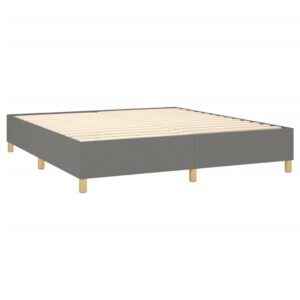 Κρεβάτι Boxspring με Στρώμα Σκούρο Γκρι 200x200 εκ. Υφασμάτινο