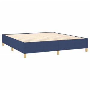 Κρεβάτι Boxspring με Στρώμα Μπλε 200x200 εκ. Υφασμάτινο