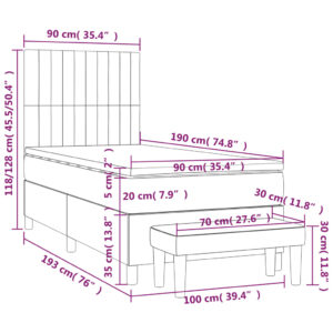 Κρεβάτι Boxspring με Στρώμα Ανοιχτό Πράσινο 90x190εκ Υφασμάτινο