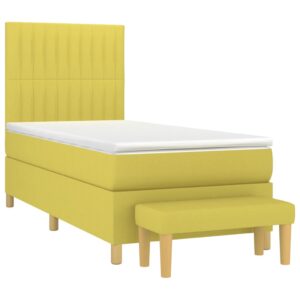 Κρεβάτι Boxspring με Στρώμα Ανοιχτό πράσινο 90x200εκ.Υφασμάτινο