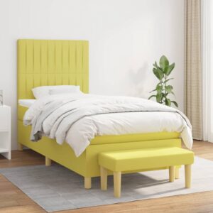 Κρεβάτι Boxspring με Στρώμα Ανοιχτό πράσινο 90x200εκ.Υφασμάτινο