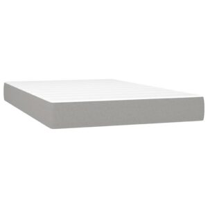 Κρεβάτι Boxspring με Στρώμα Ανοιχτό Γκρι 120x200 εκ. Υφασμάτινο