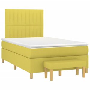 Κρεβάτι Boxspring με Στρώμα Ανοιχτό πράσινο120x200εκ.Υφασμάτινο