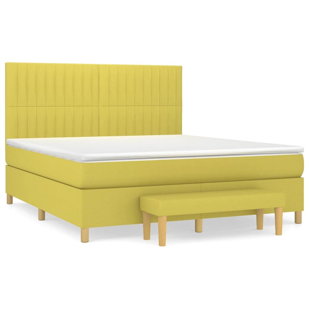 Κρεβάτι Boxspring με Στρώμα Αν. Πράσινο 180x200εκ Υφασμάτινο