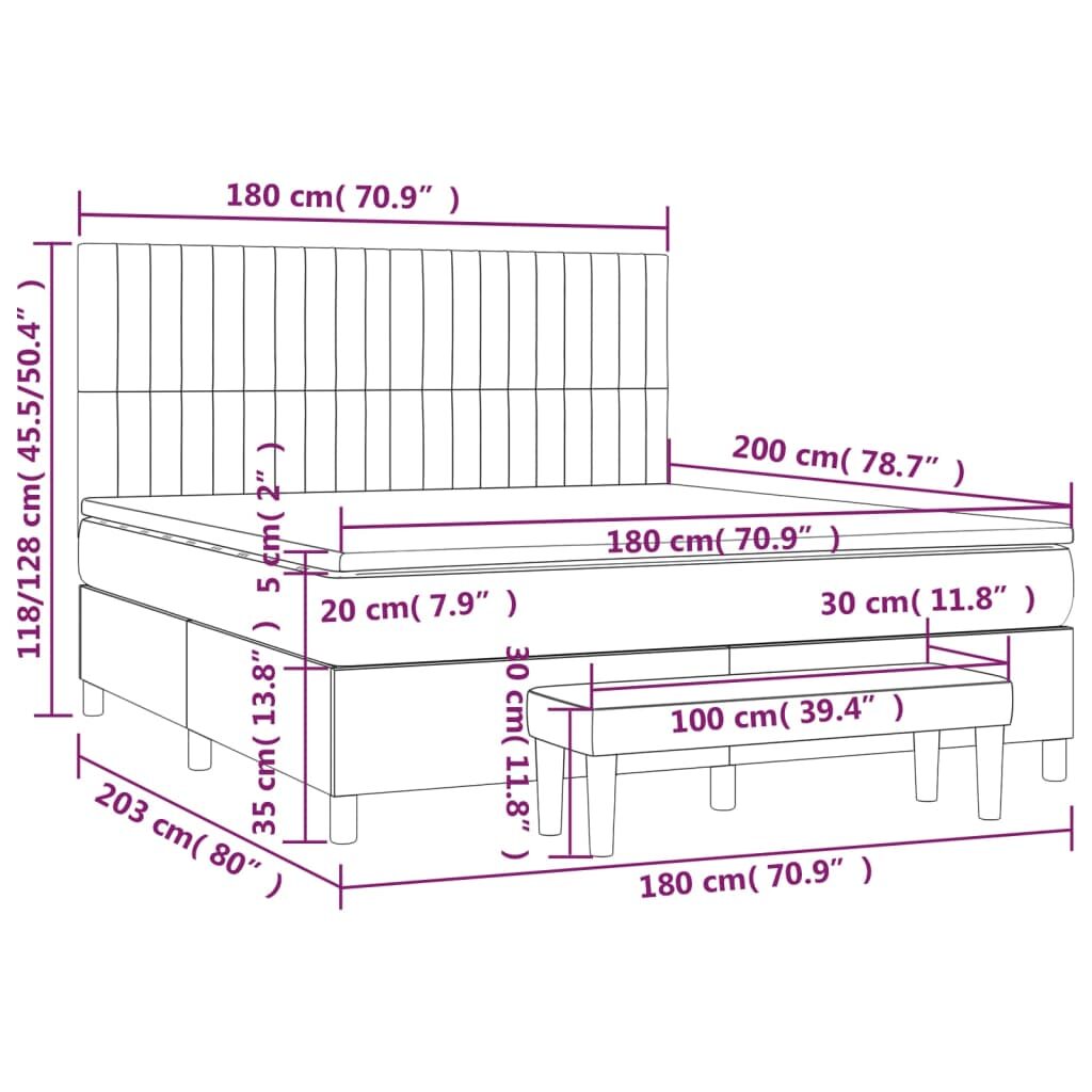 Κρεβάτι Boxspring με Στρώμα Αν. Πράσινο 180x200εκ Υφασμάτινο