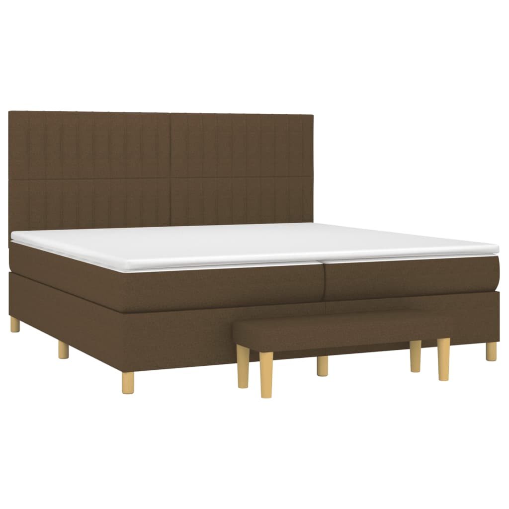 Κρεβάτι Boxspring με Στρώμα Σκούρο Καφέ 200x200 εκ. Υφασμάτινο