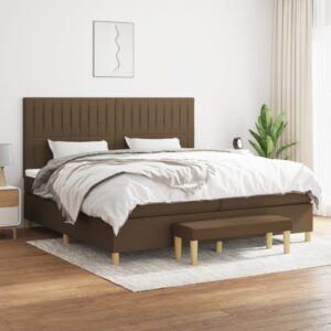 Κρεβάτι Boxspring με Στρώμα Σκούρο Καφέ 200x200 εκ. Υφασμάτινο