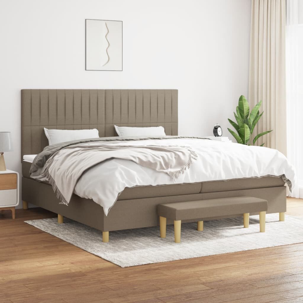 Κρεβάτι Boxspring με Στρώμα Taupe 200x200 εκ. Υφασμάτινο