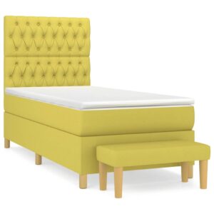 Κρεβάτι Boxspring με Στρώμα Ανοιχτό πράσινο 90x200εκ.Υφασμάτινο