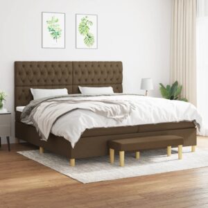 Κρεβάτι Boxspring με Στρώμα Σκούρο Καφέ 200x200 εκ. Υφασμάτινο