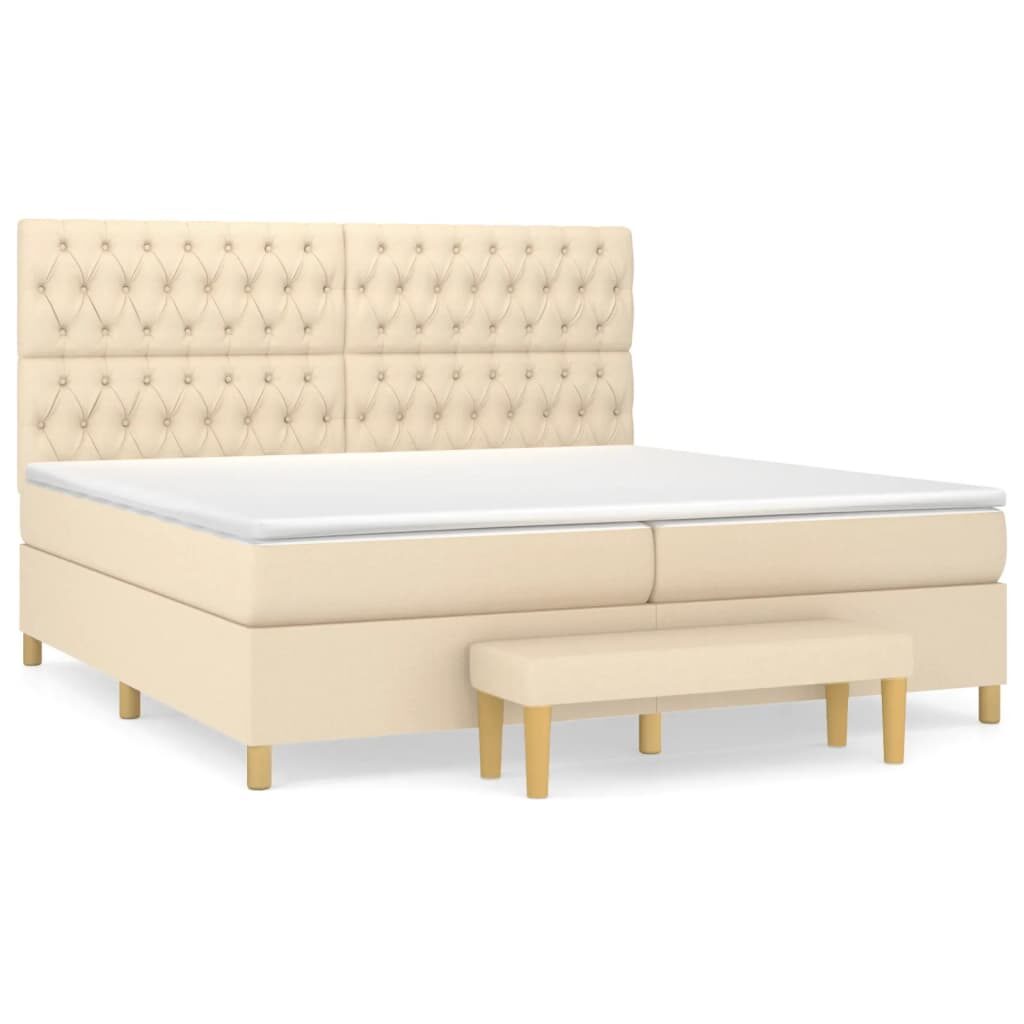 Κρεβάτι Boxspring με Στρώμα Κρεμ 200x200 εκ. Υφασμάτινο