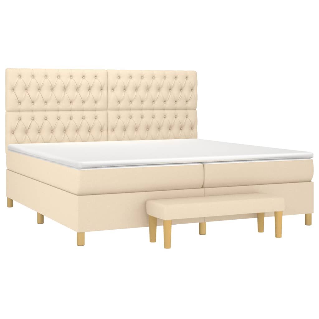 Κρεβάτι Boxspring με Στρώμα Κρεμ 200x200 εκ. Υφασμάτινο