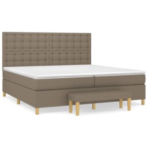 Κρεβάτι Boxspring με Στρώμα Taupe 200x200 εκ. Υφασμάτινο