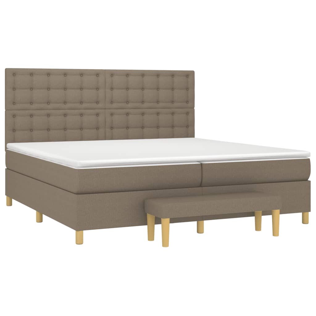 Κρεβάτι Boxspring με Στρώμα Taupe 200x200 εκ. Υφασμάτινο