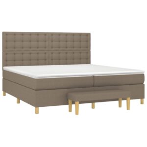 Κρεβάτι Boxspring με Στρώμα Taupe 200x200 εκ. Υφασμάτινο