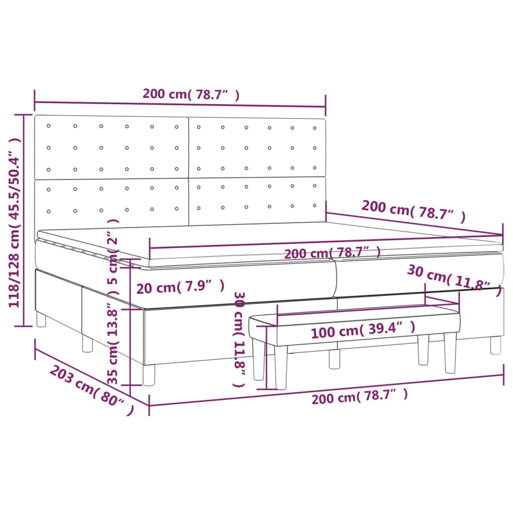 Κρεβάτι Boxspring με Στρώμα Μπλε 200x200 εκ. Υφασμάτινο