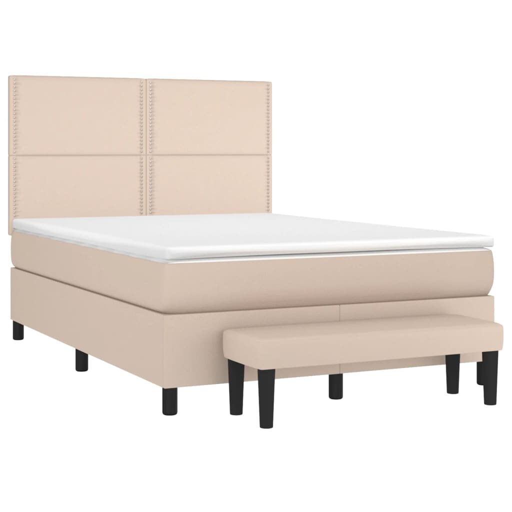 Κρεβάτι Boxspring με Στρώμα Καπουτσίνο 140x200εκ.από Συνθ.Δέρμα